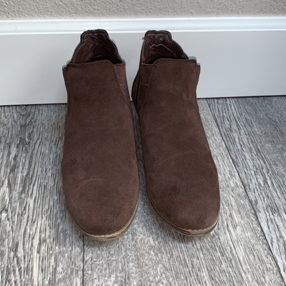 Sketchers Memory Foam block heel leather short brown Chelsea boots Sz 8.5 rustic - Picture 4 of 17